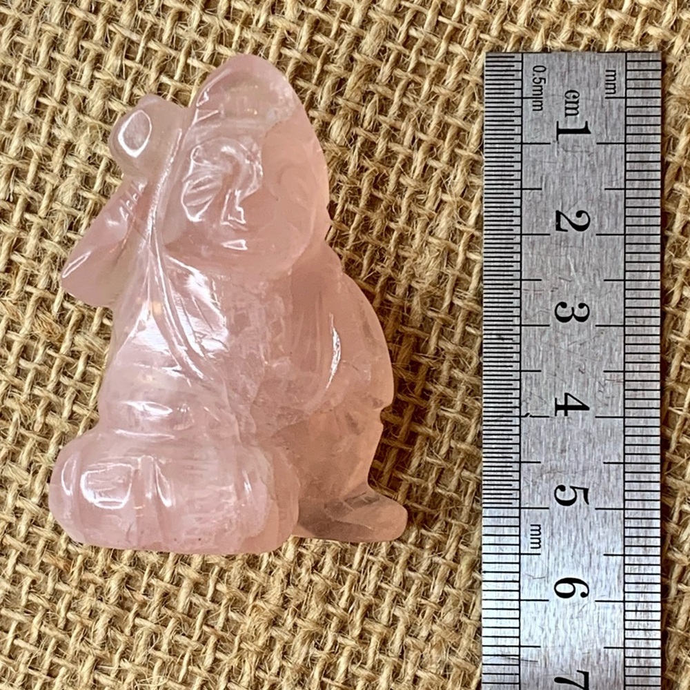 Fine VTG Antique Hand Carved Rose Quartz Daikokuten Seven Lucky Gods Figurine 2" - Picture 15 of 16